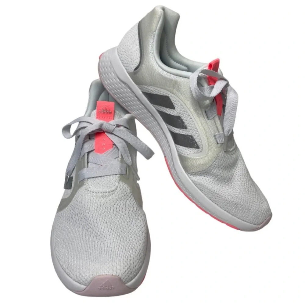 Adidas Bounce Edge Athletic Shoes Running Gray White Silver Coral Pink Size 11